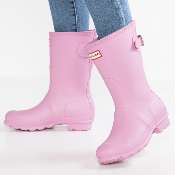 pink hunter ankle boots